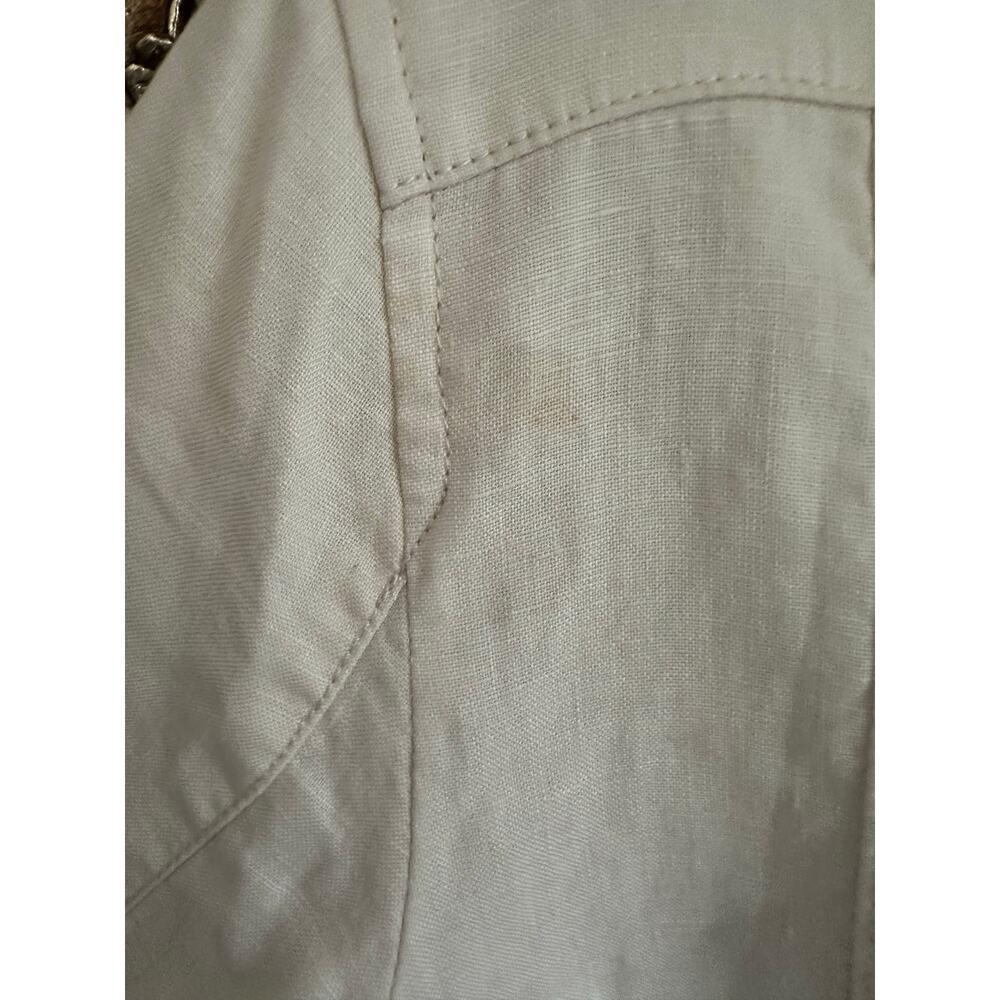 Burberry Brit Patchford Parchment Linen Moto Biker Full Zip Belted Jacket Size 4 - Picture 11 of 14